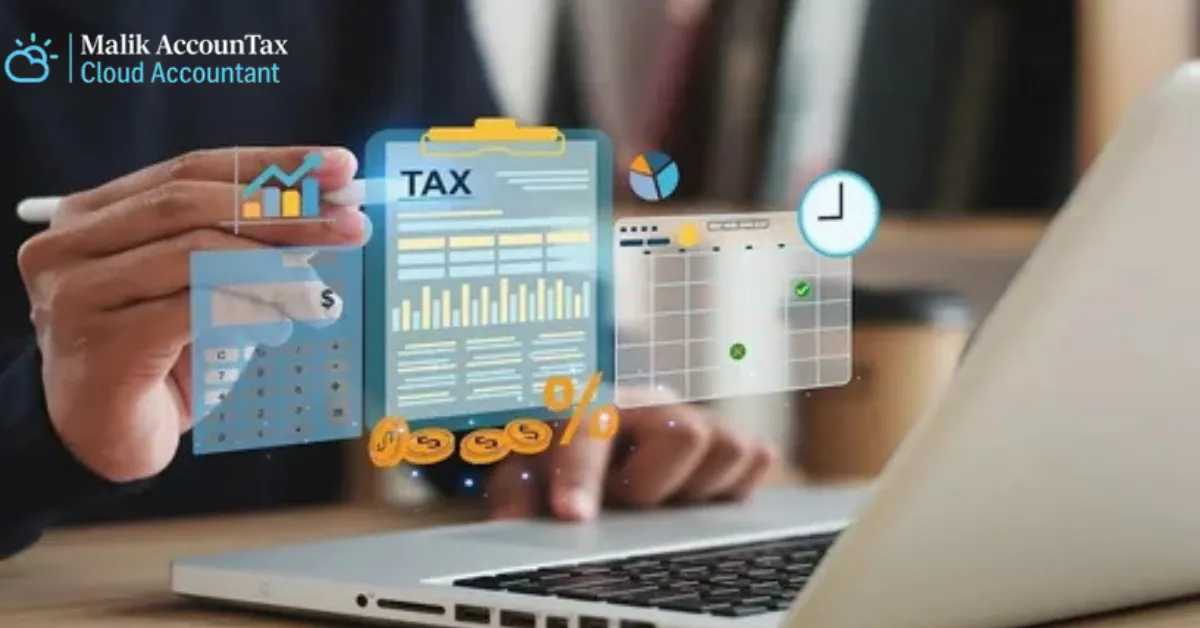 A small business owner using MTD-compatible accounting software on a laptop to maintain digital financial records for HMRC compliance in the UK.